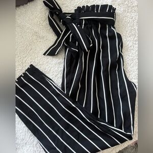 Black and white striped pants